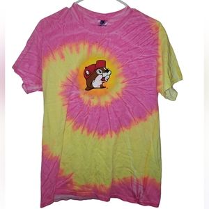 Buc-ee’s Pink & Yellow Tie-Dye T-Shirt – Medium, “It’s All Good